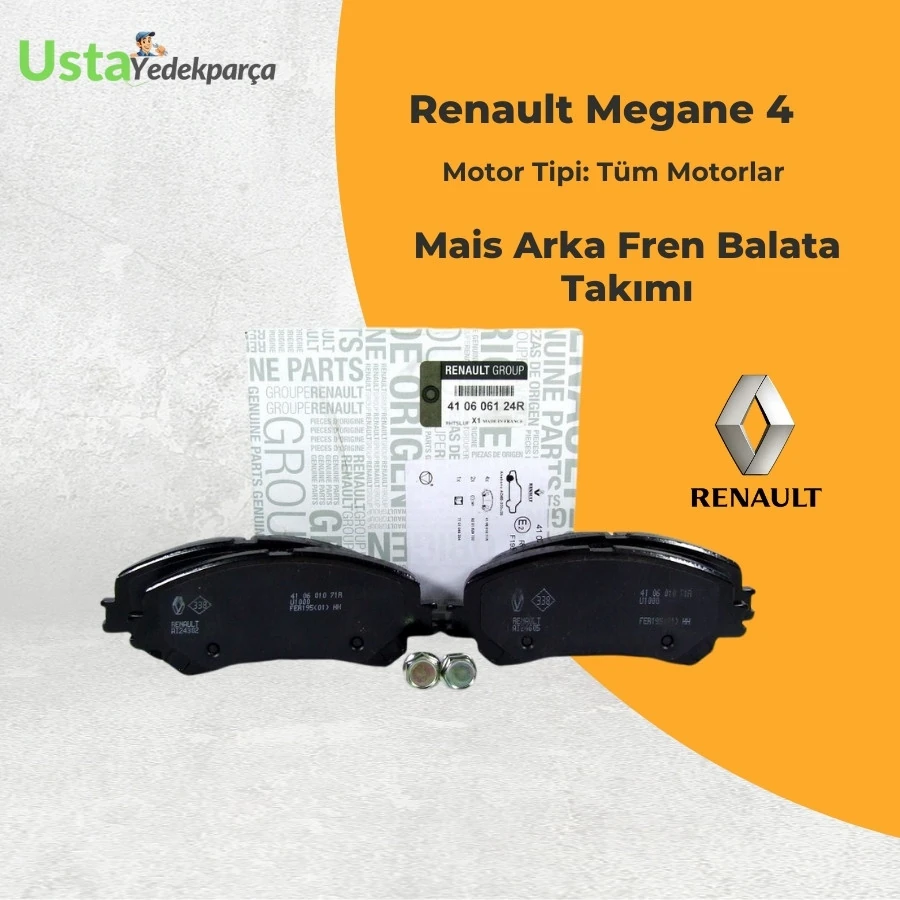 Renault Megane 4 Arka Fren Balata Seti Mais 2015 ve Üzeri