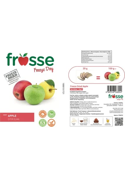 Elma - Dondurarak Kurutulmuş - Freeze Dried