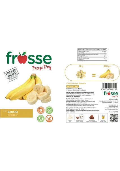 Muz - Dondurarak Kurutulmuş - Freeze Dried