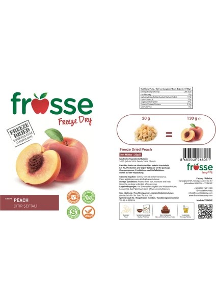 Şeftali - Dondurarak Kurutulmuş - Freeze Dried