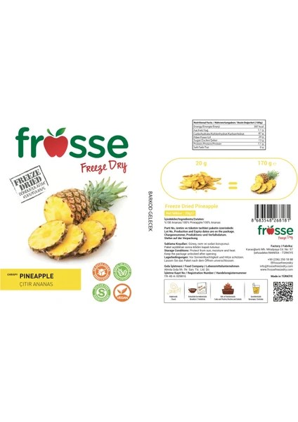 Ananas - Dondurarak Kurutulmuş - Freeze Dried