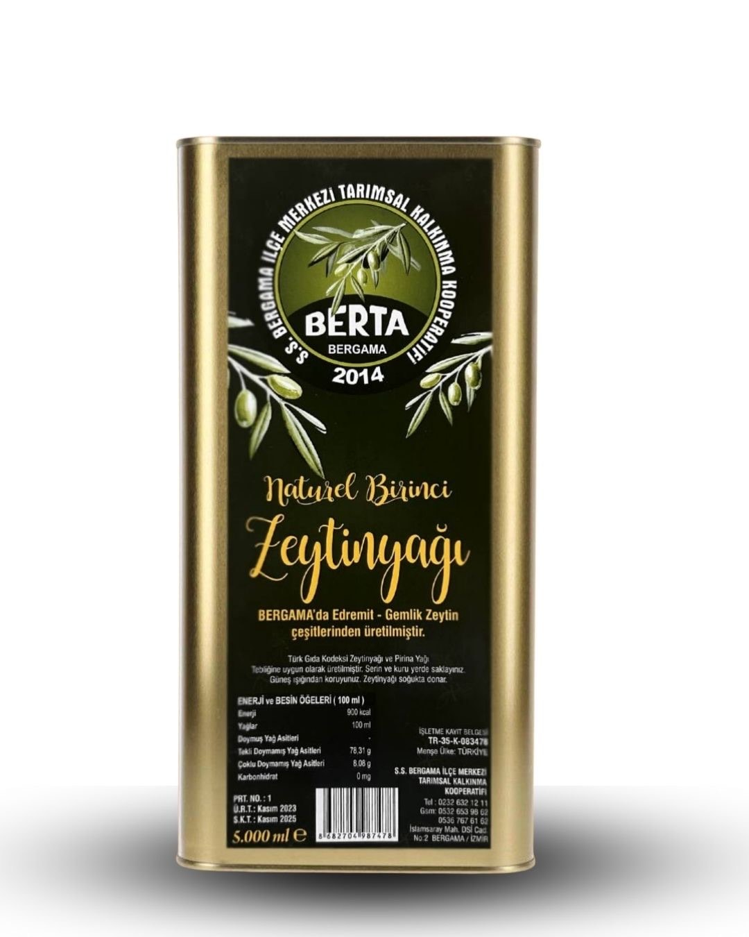 BERTA Naturel Birinci Zeytinyağı - 5 LT
