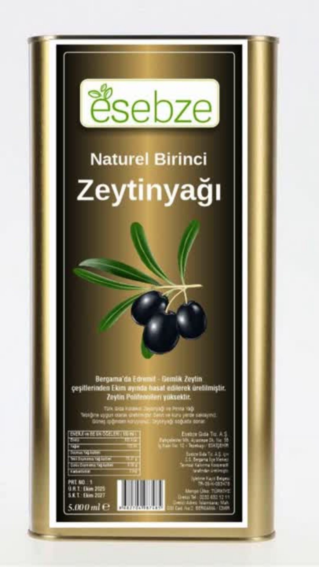 NATUREL BİRİNCİ ZEYTİNYAĞI 5 LT