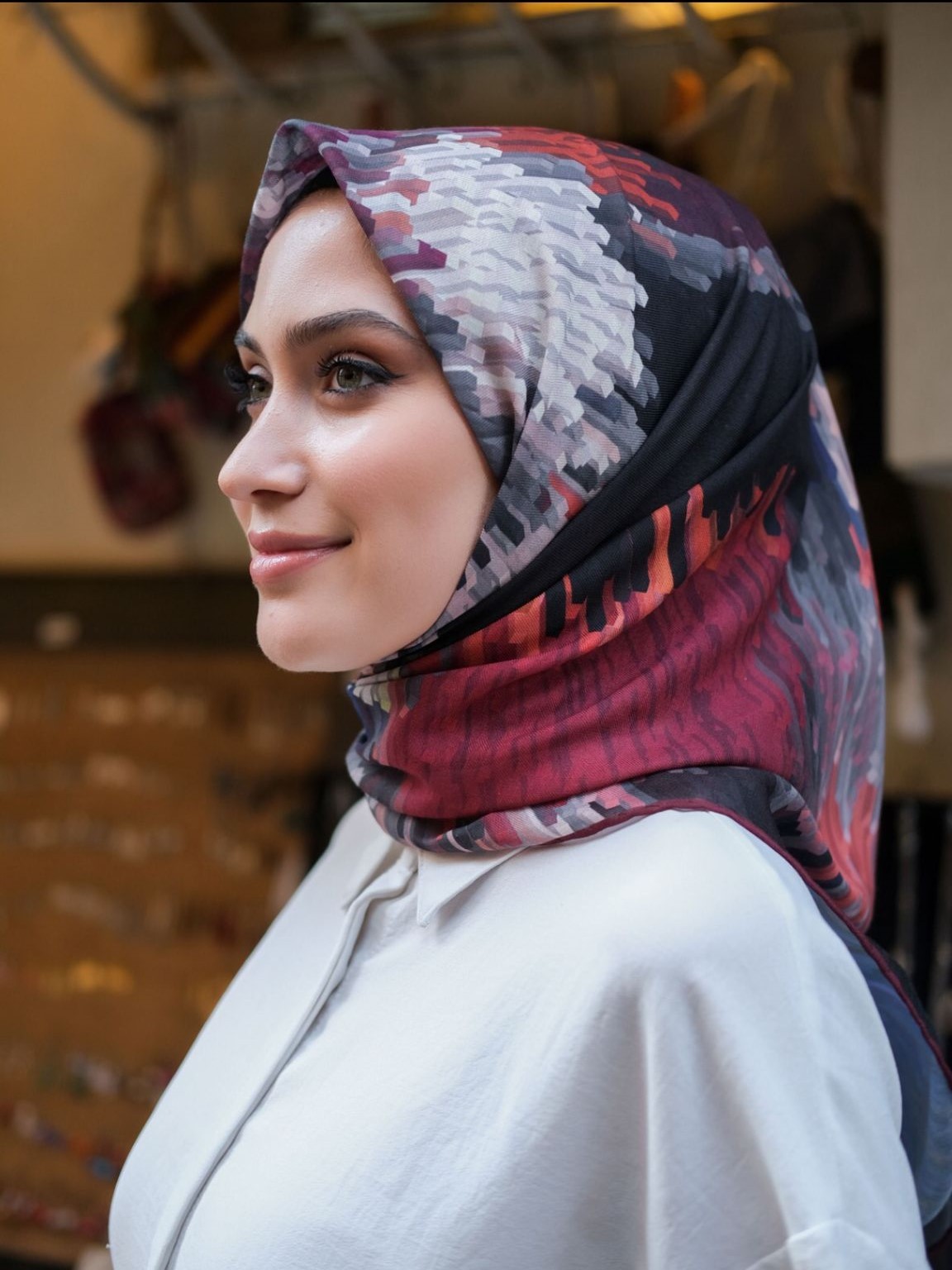 Fişek Desen Soft Eşarp - Bordo  main variant image