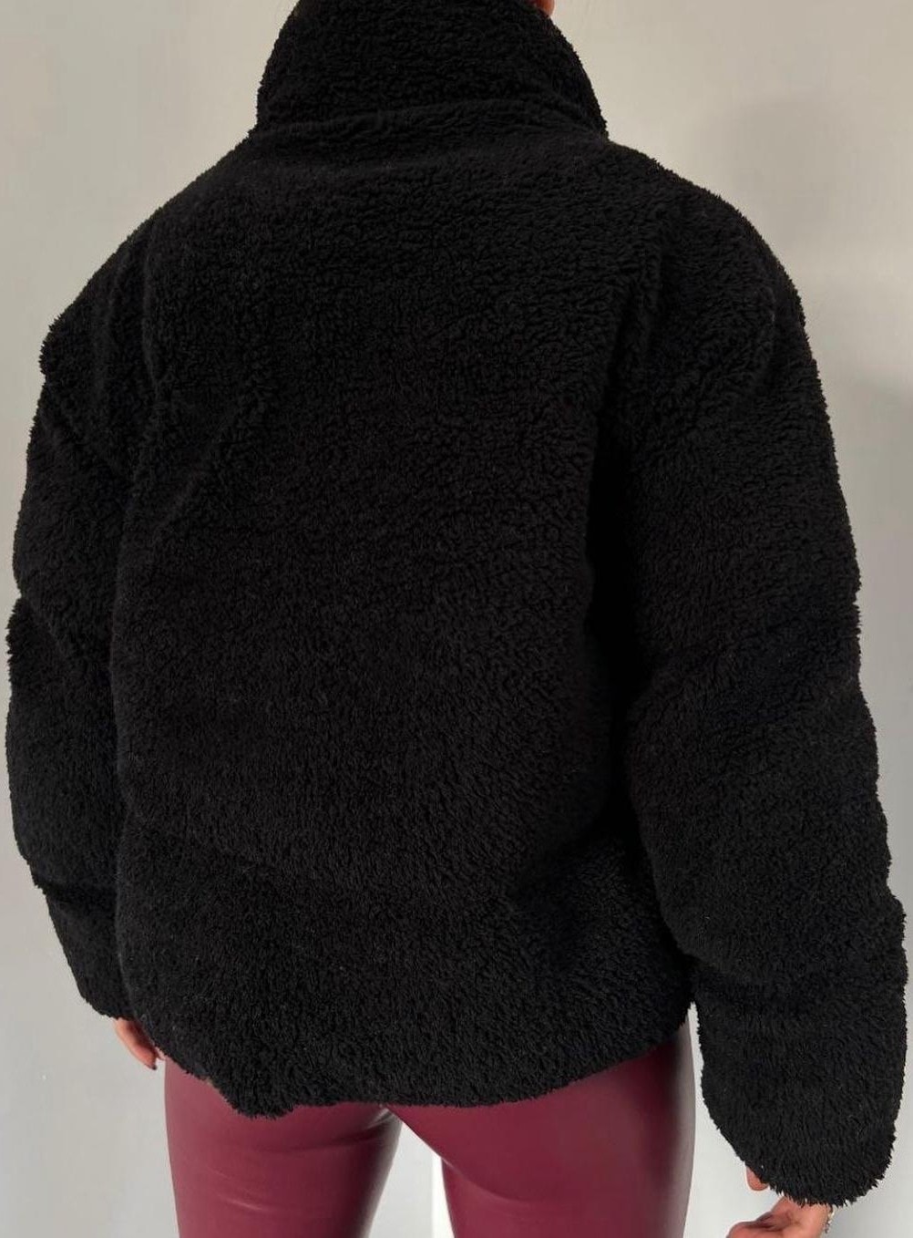 Peluş Kabartma Teddy Kadın Şişme Mont