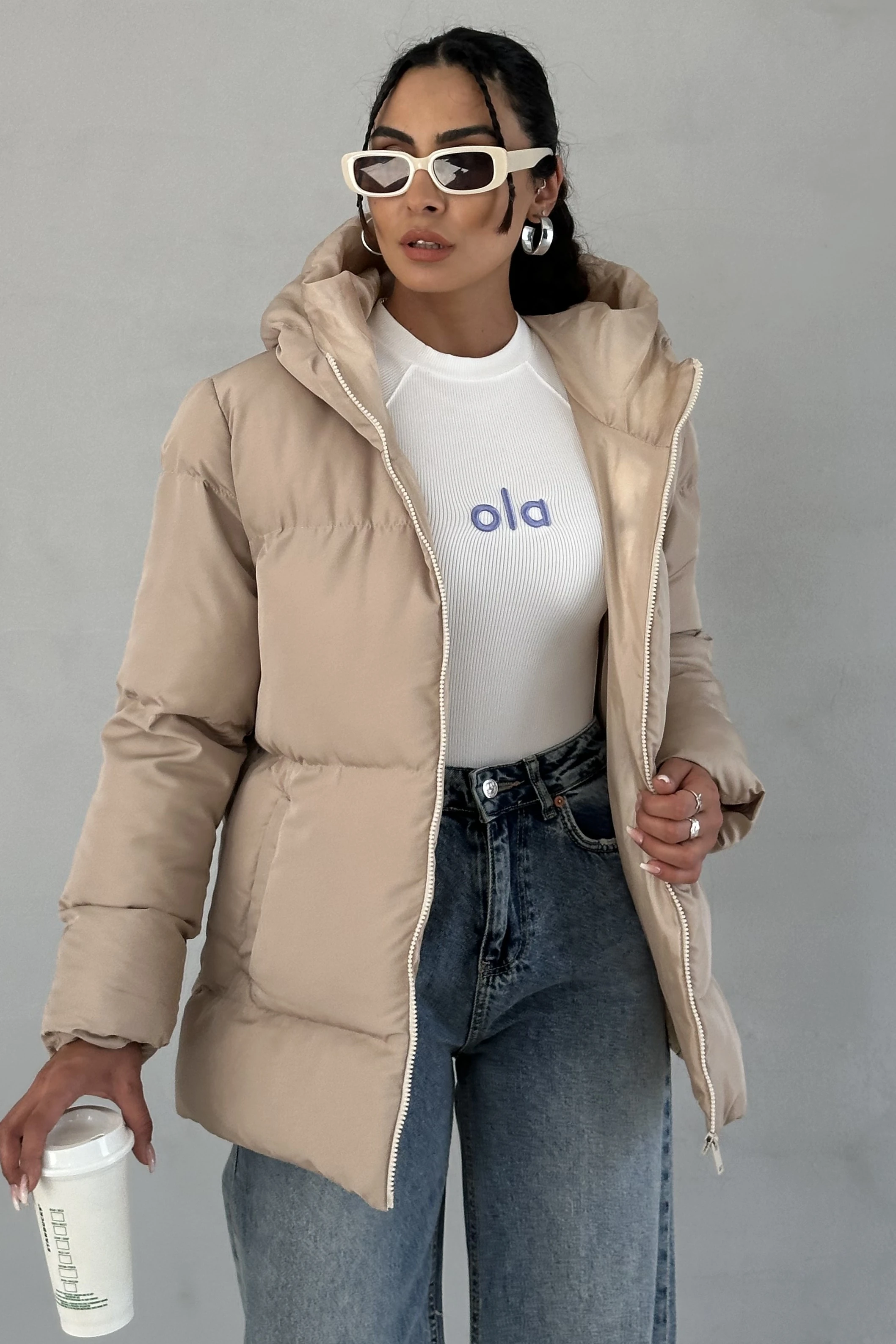 Kadın Kapüşonlu Şişme Mont