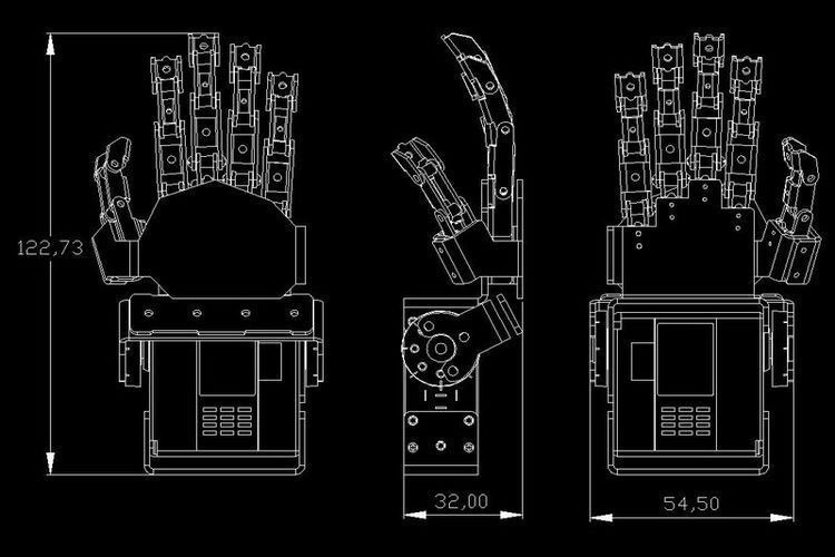 DIY 5 Fingers Humanoid Manipulator Clamp Right Hand With Servo for Robot