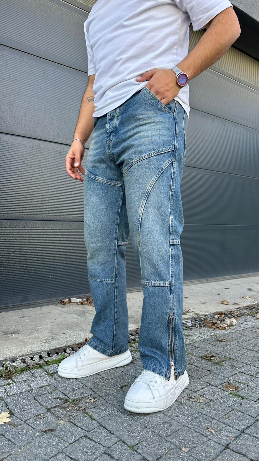 Fermuarlı Baggy Jean