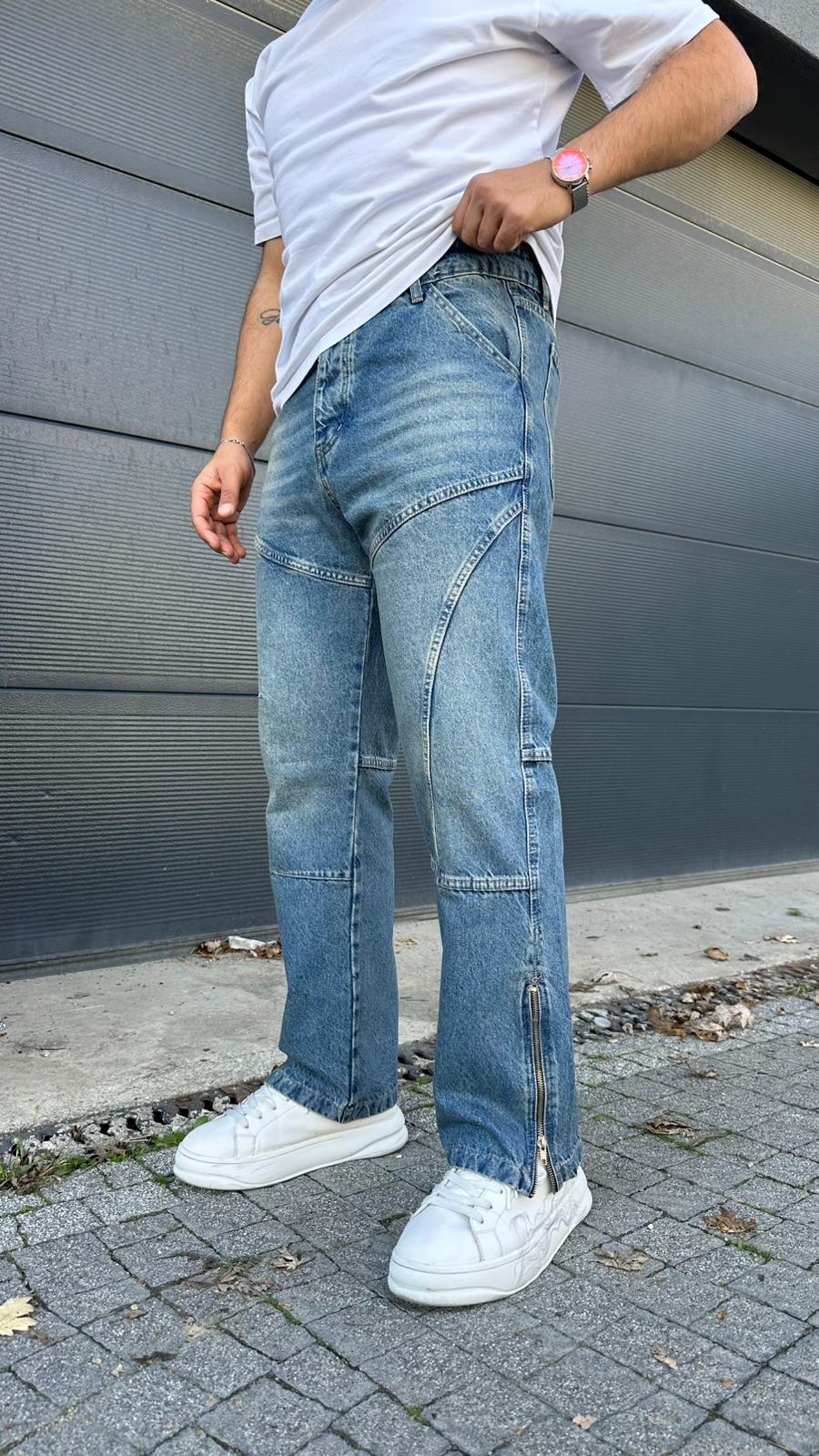 Fermuarlı Baggy Jean