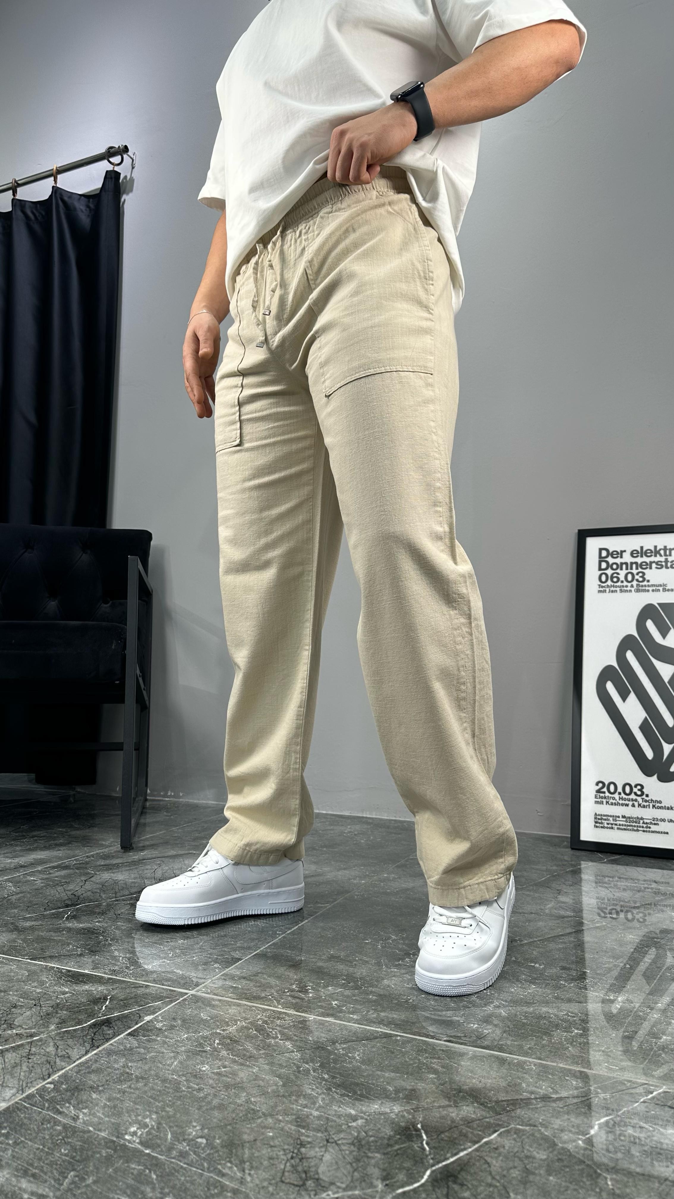 Relaxed Fit Keten Pantolon