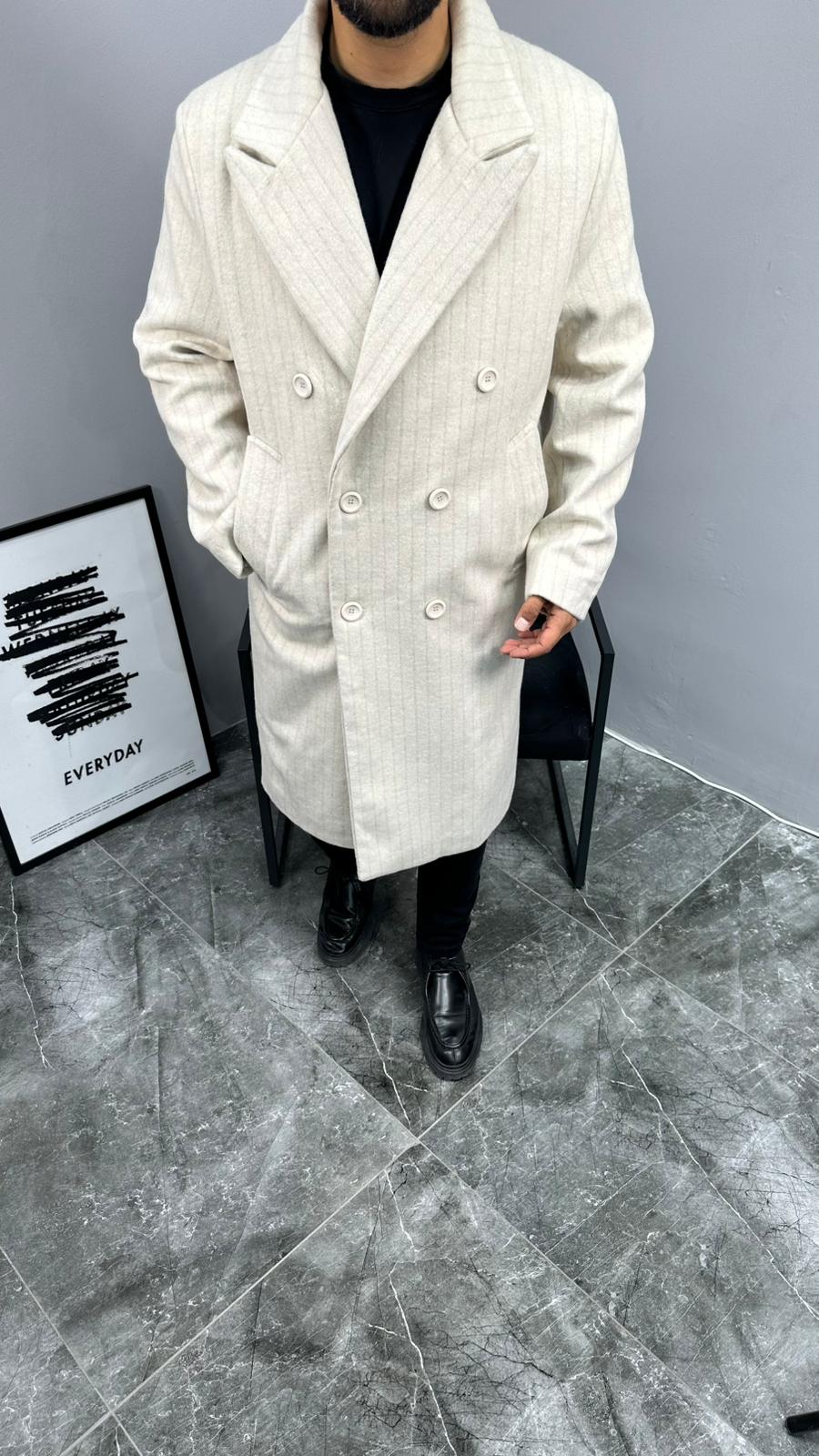 GG Çizgili Kruvaze Kaban