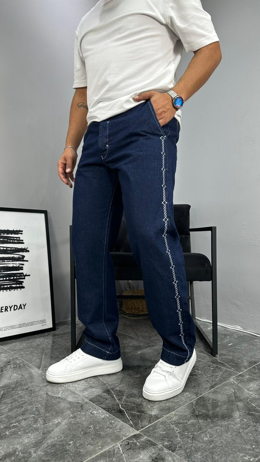 İşlemeli Baggy Jean
