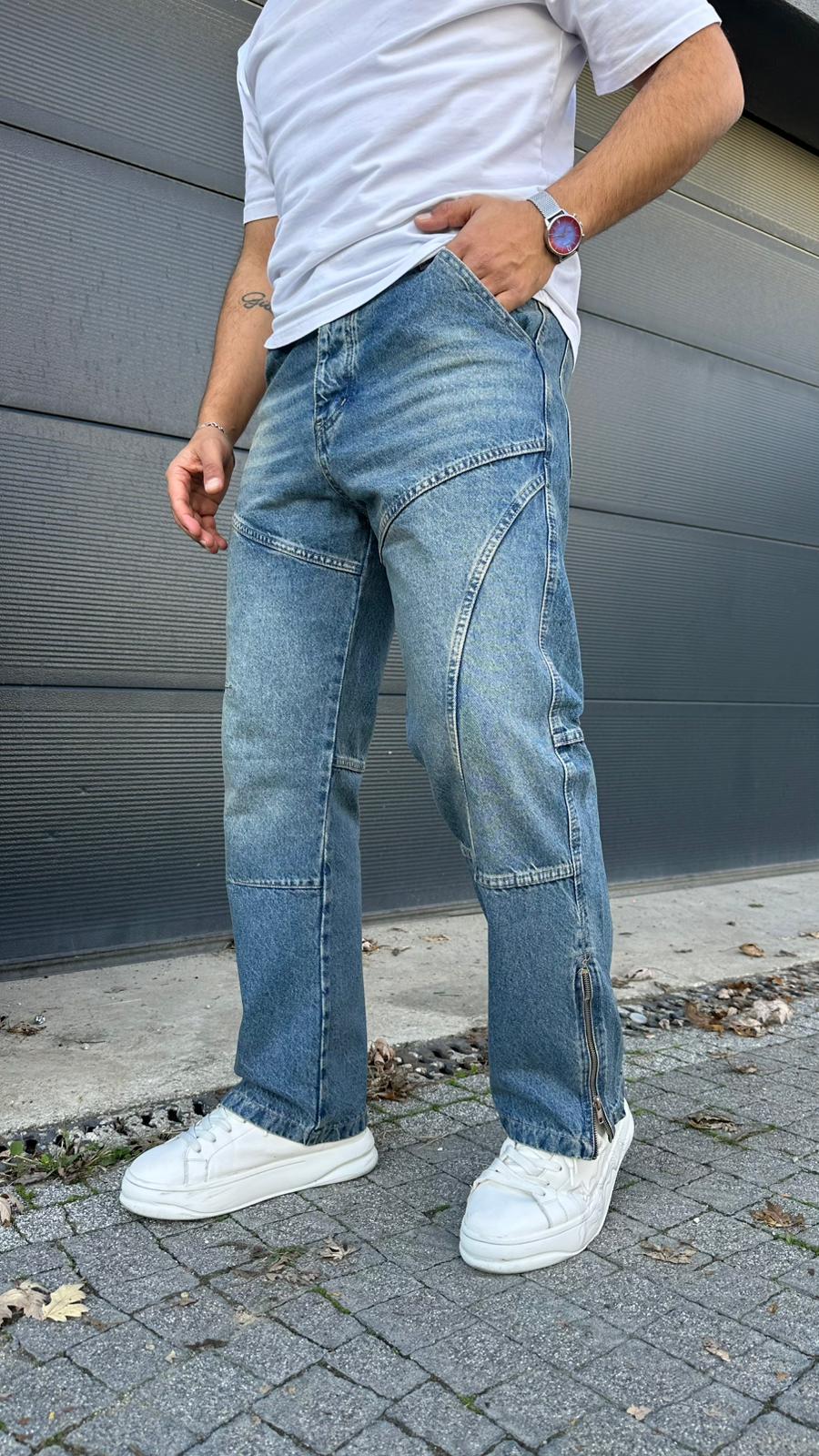 Fermuarlı Baggy Jean
