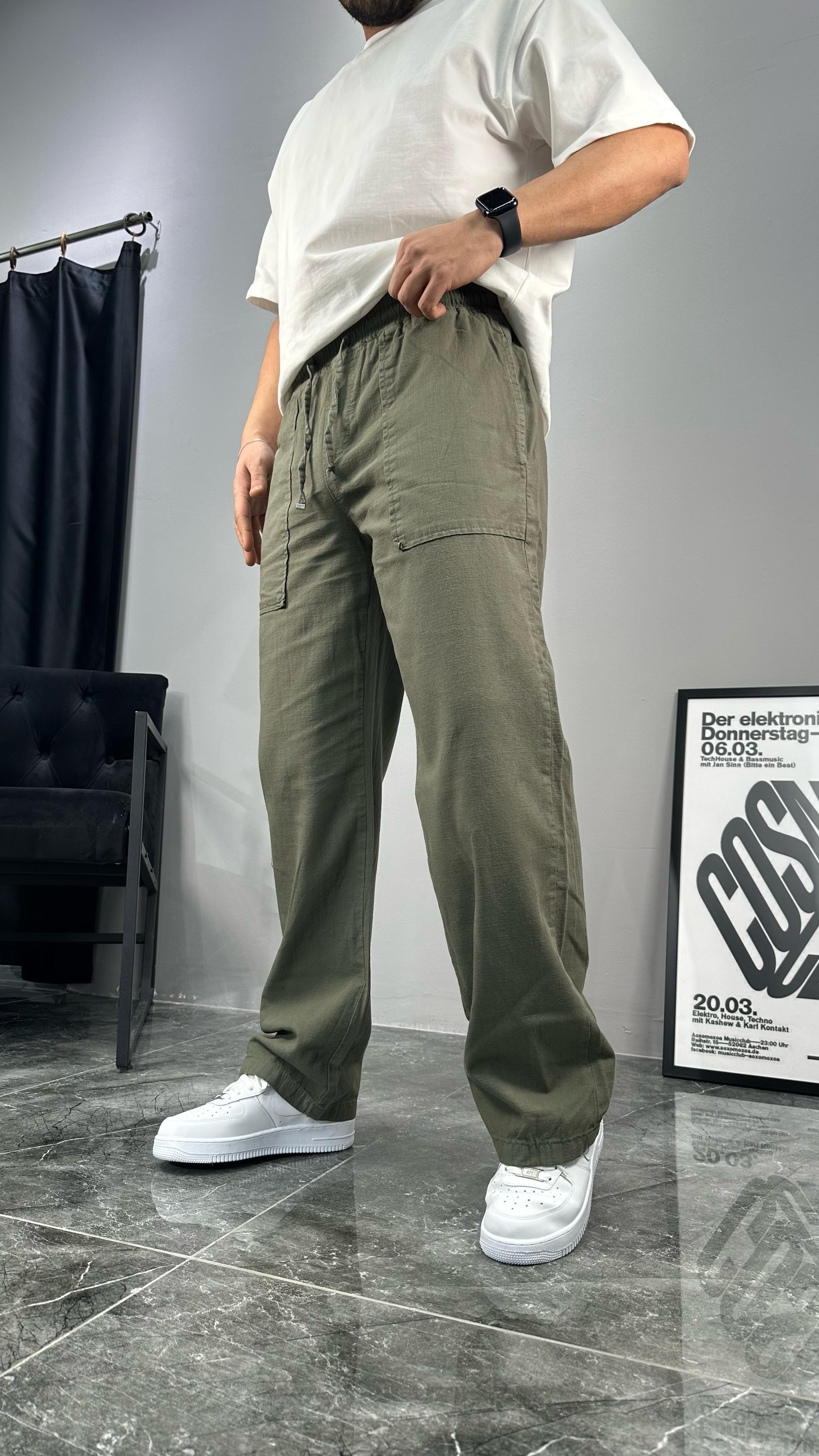Relaxed Fit Keten Pantolon