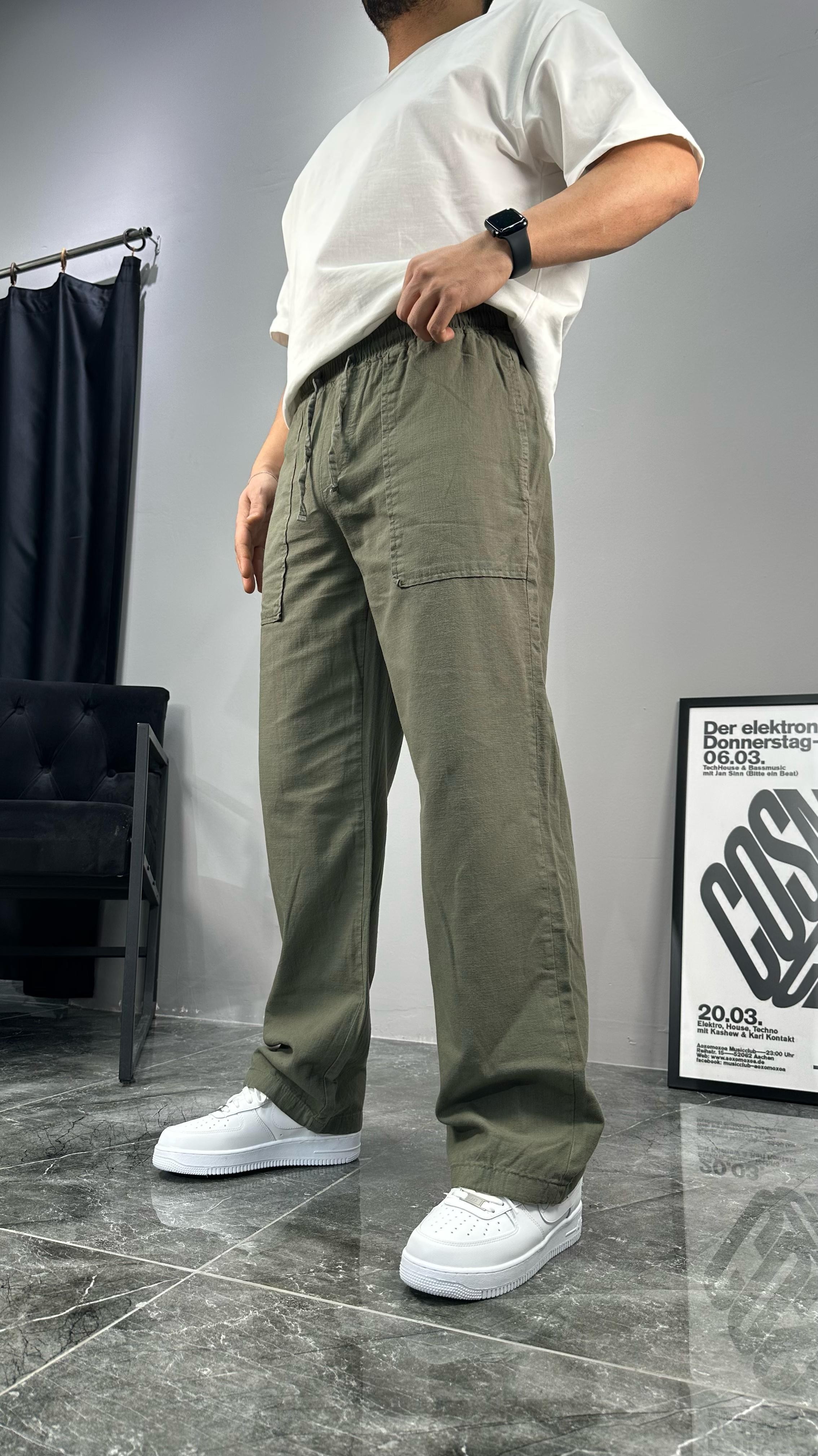 Relaxed Fit Keten Pantolon