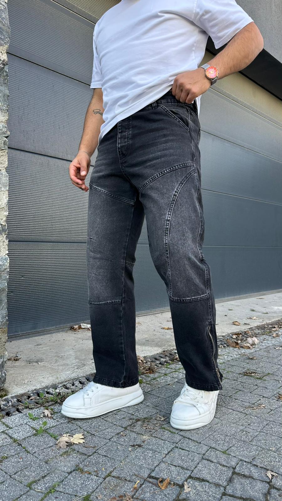 Fermuarlı Baggy Jean