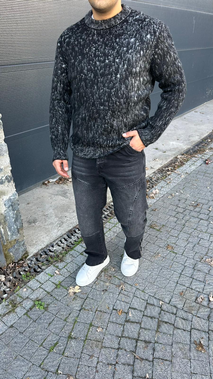 Gri Melange Triko Kazak