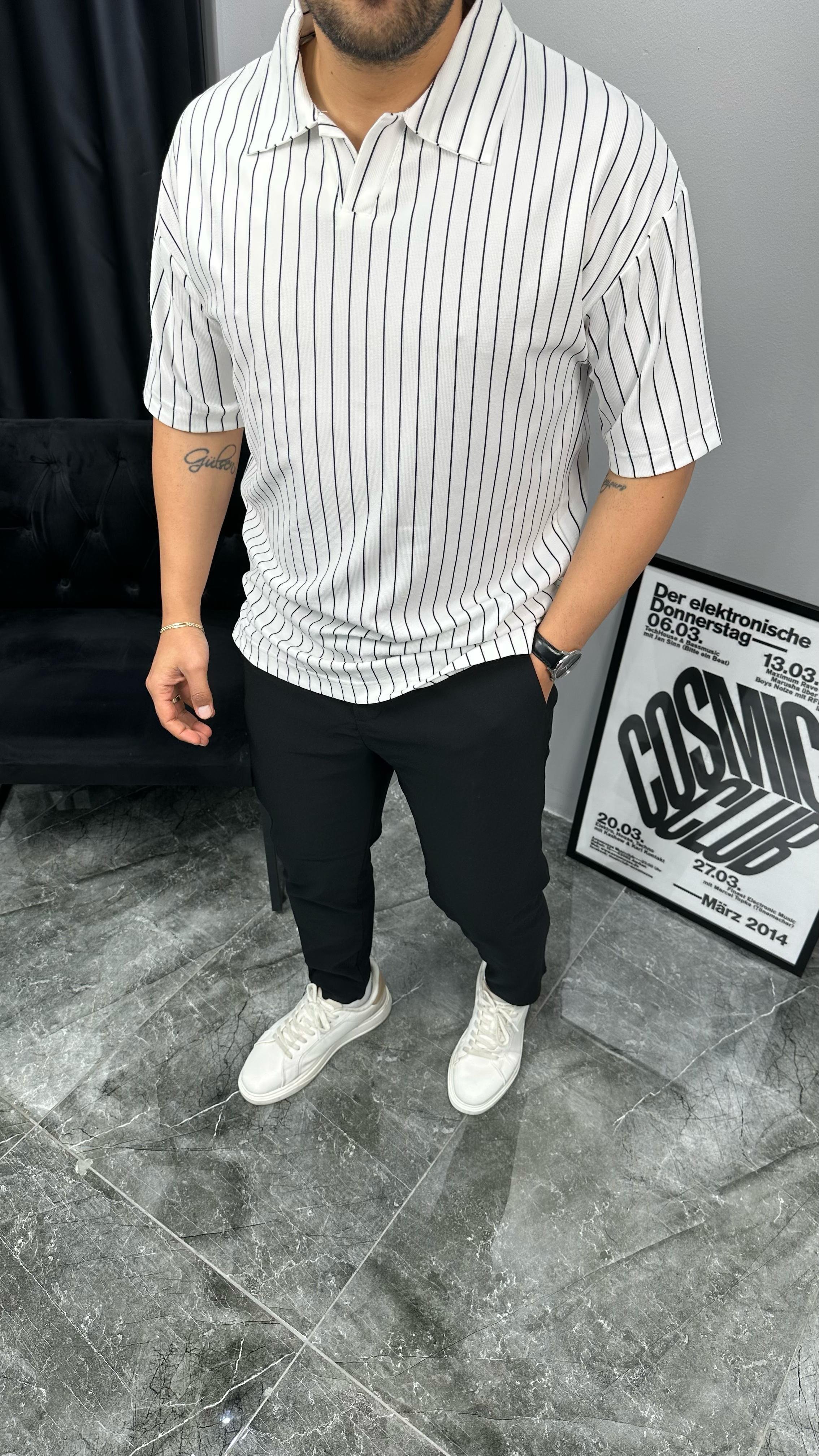 Çizgili Polo Yaka Tshirt