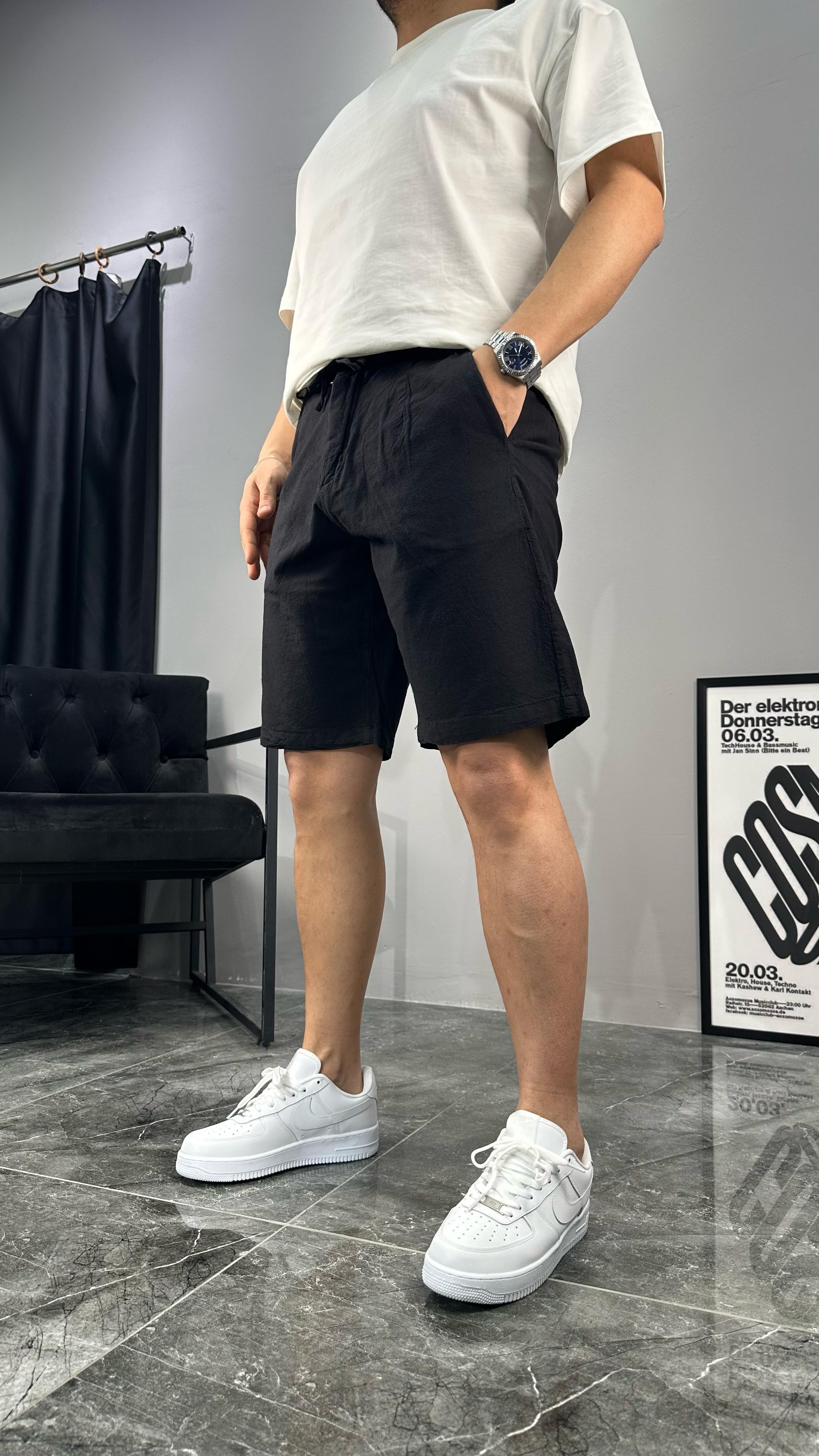 Baggy Fit Keten Şort