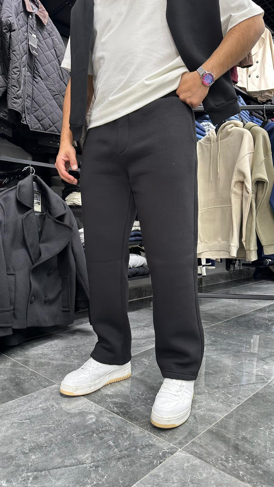 Şardonlu Eşofman Altı Siyah