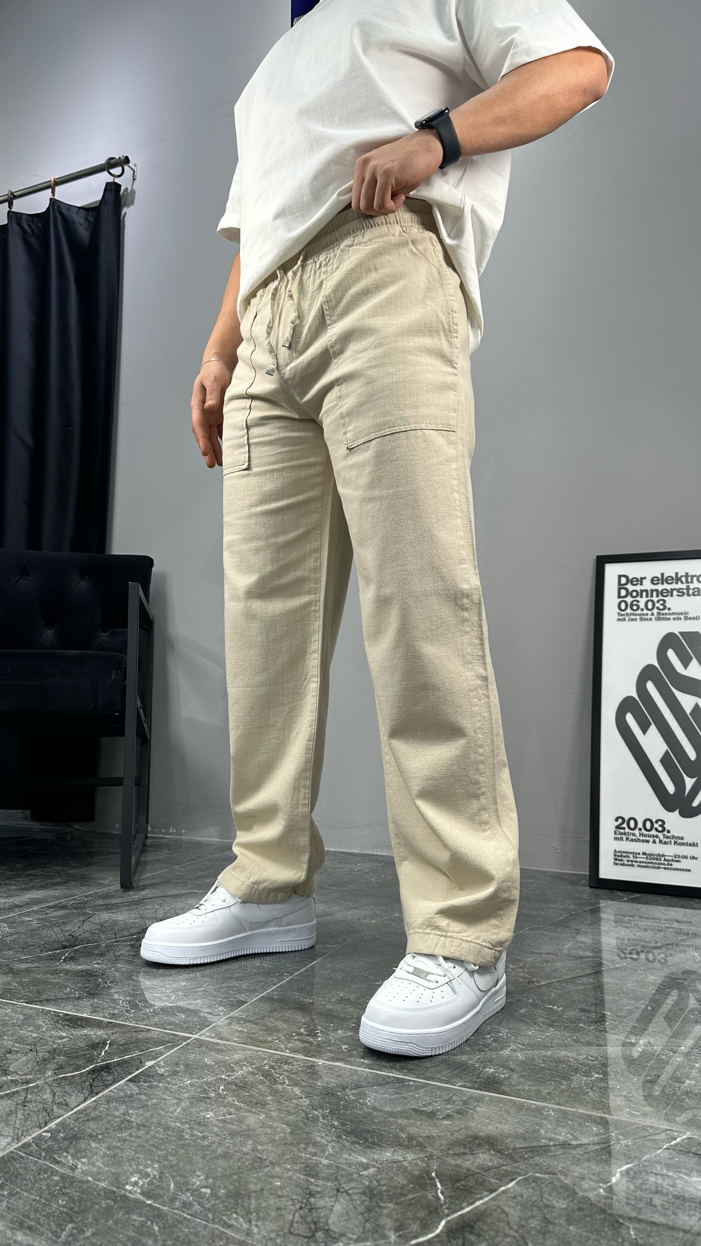 Relaxed Fit Keten Pantolon
