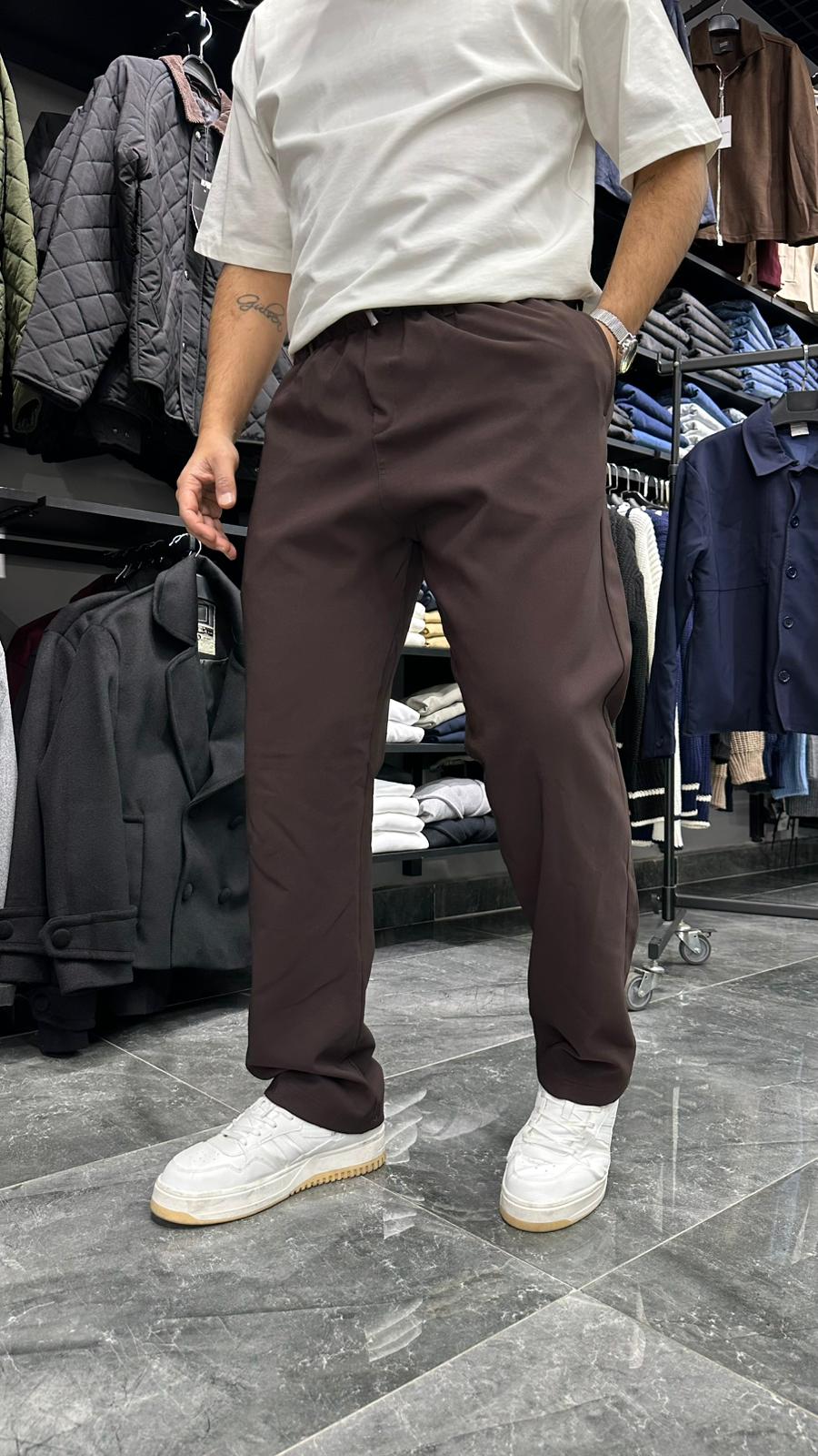 Relax Fit Fabric Pantolon Acı Kahve