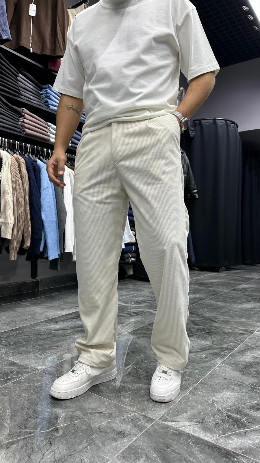 Kışlık Kadife Pantolon Krem