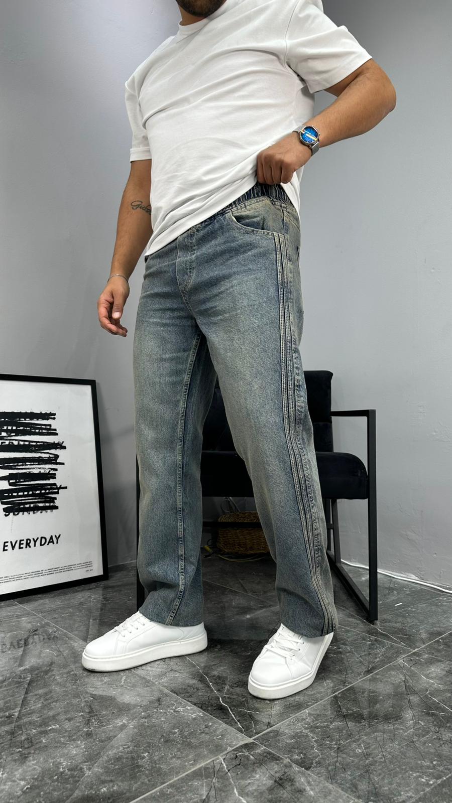Yan Şerit Denim Jogger
