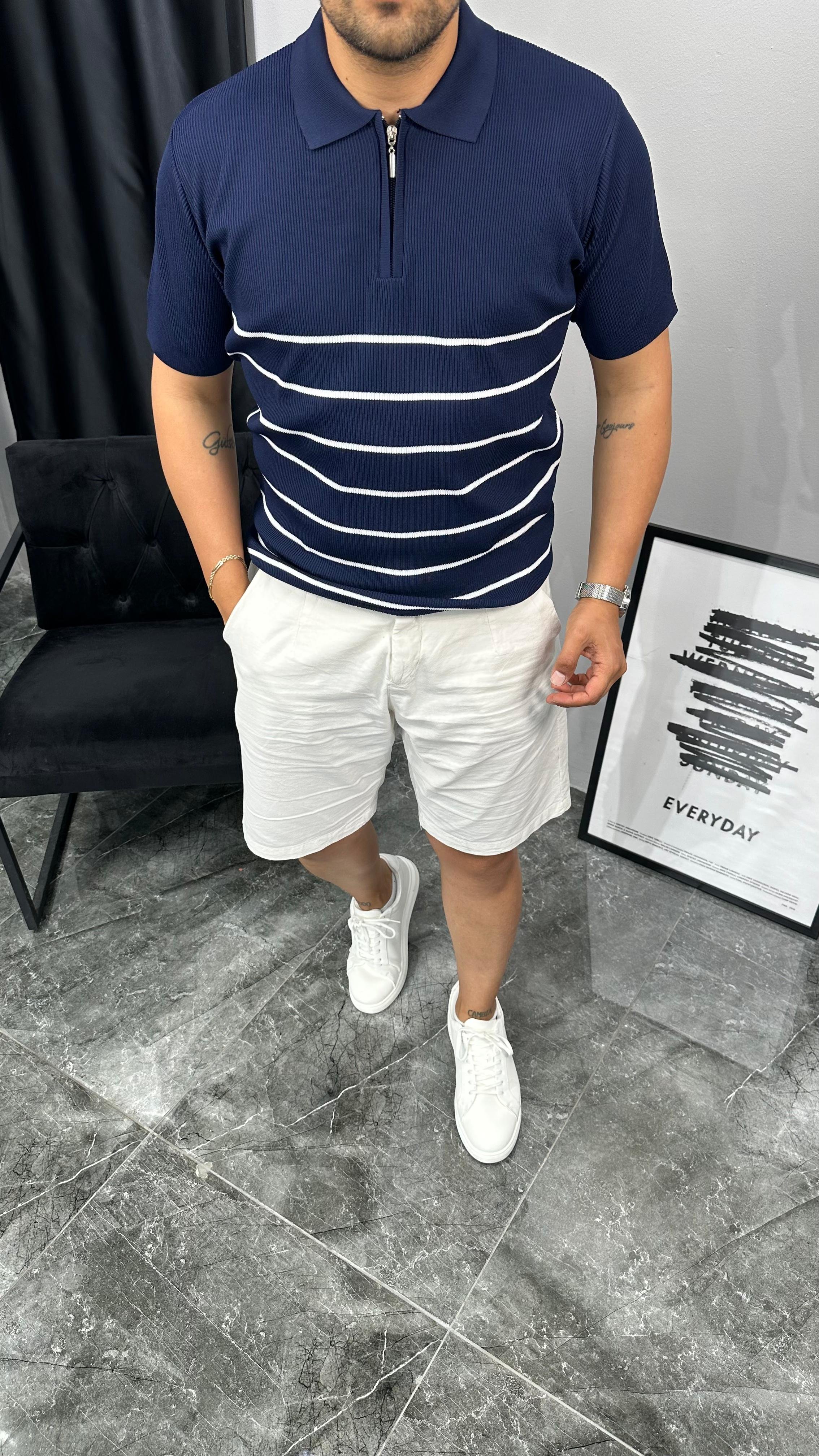 Fermuarlı Triko T-shirt