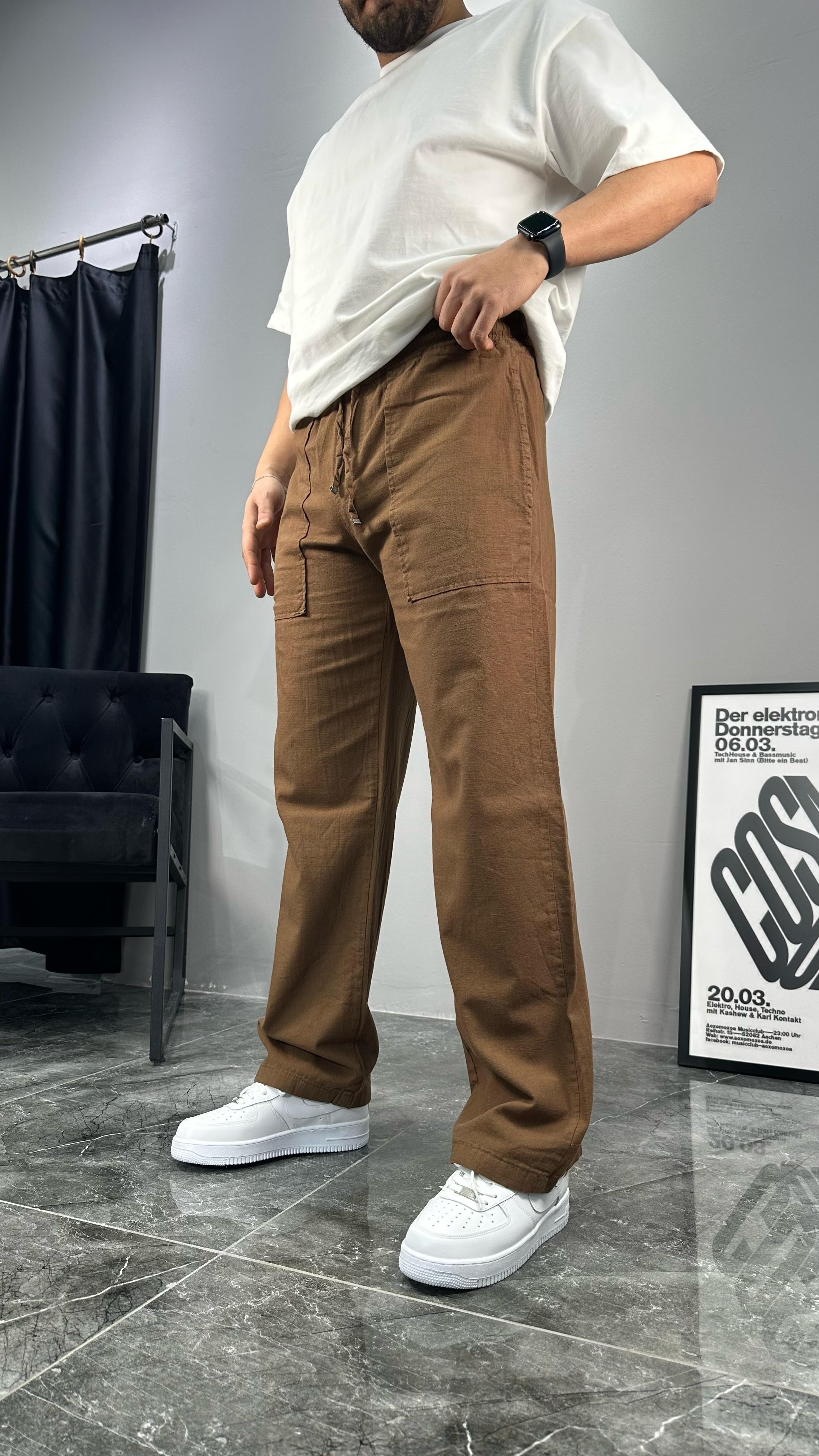 Relaxed Fit Keten Pantolon