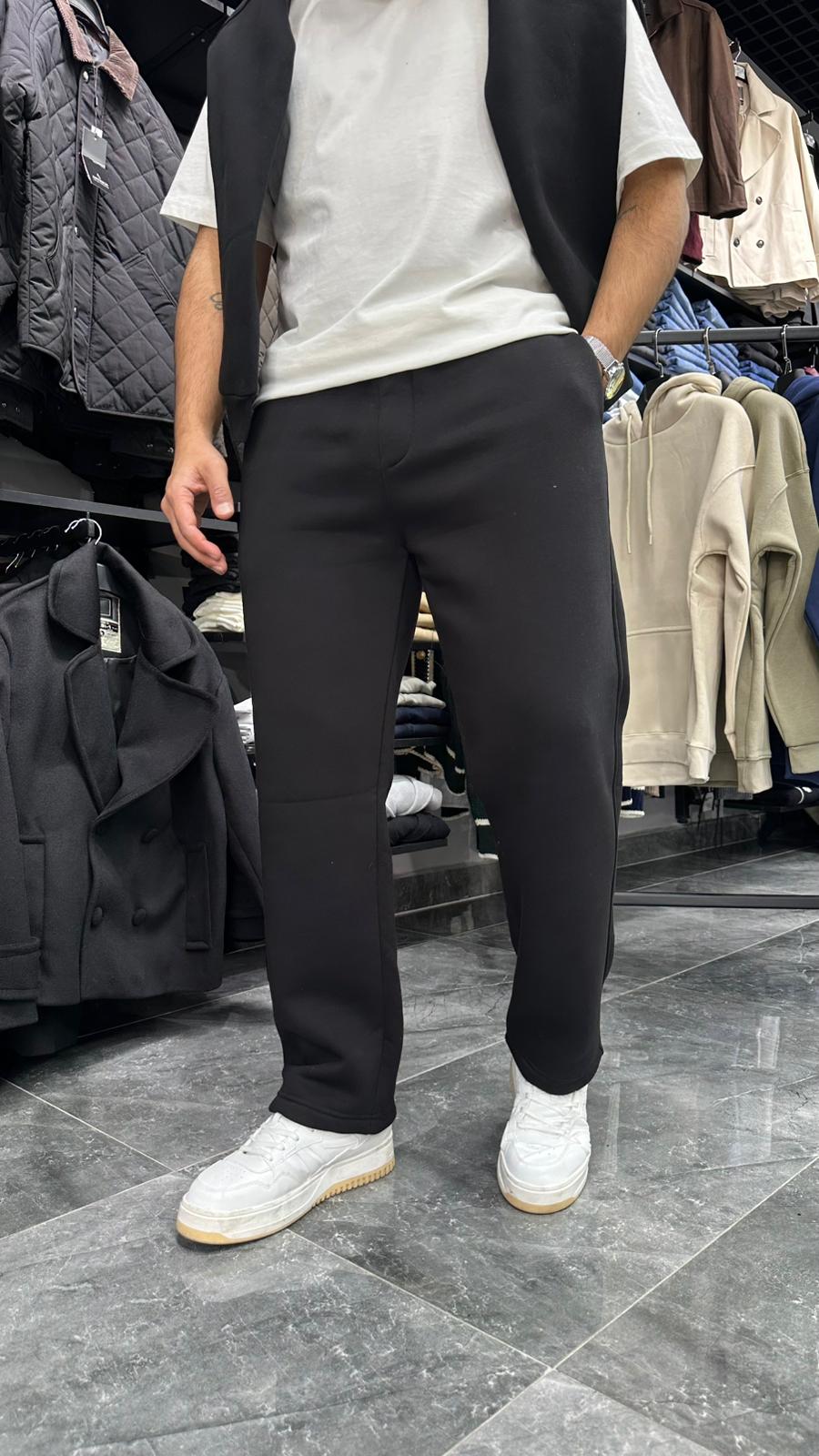 Şardonlu Eşofman Altı Siyah