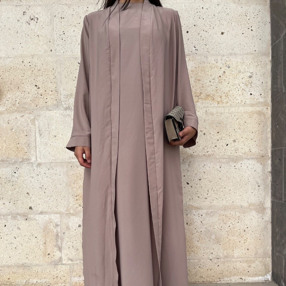 Basic abaya takım - Vizon