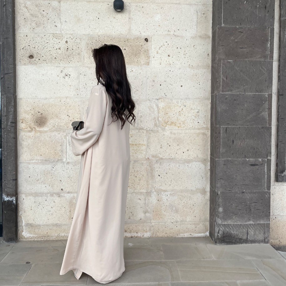 Basic abaya takım - Krem