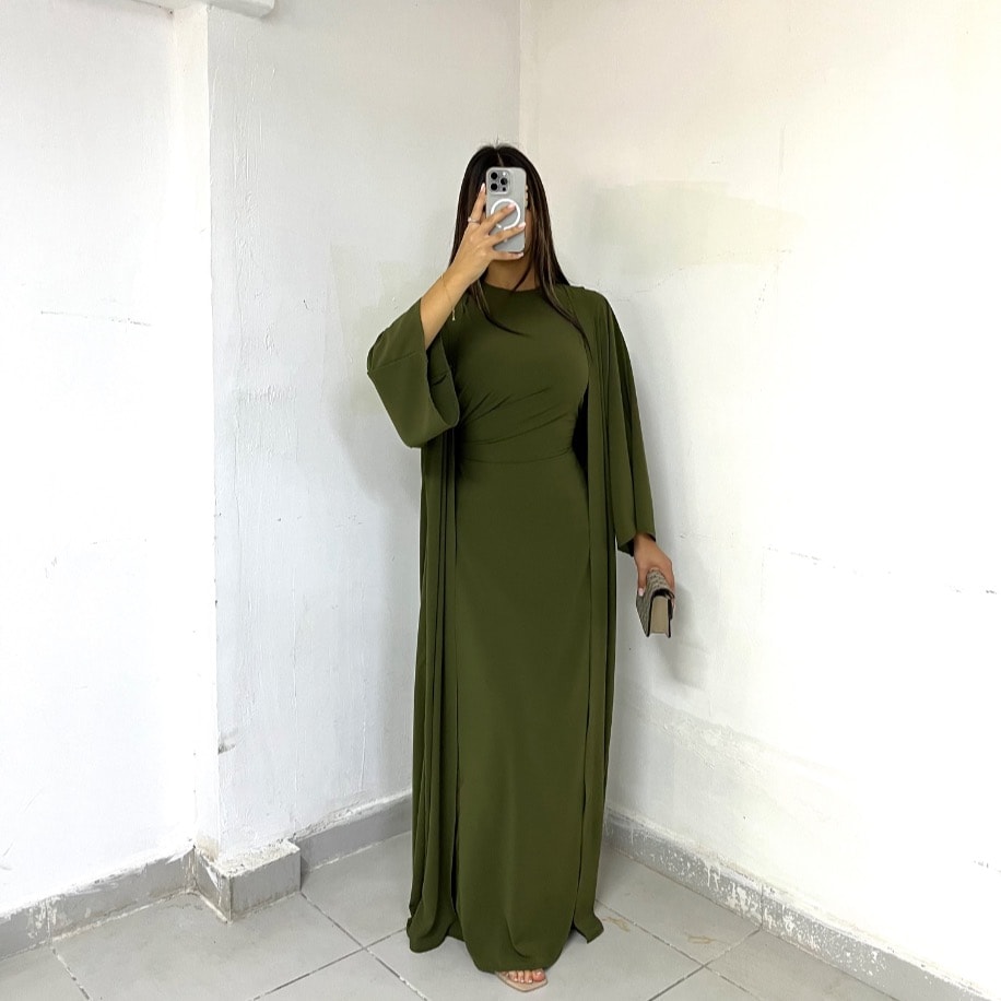 Drapeli abaya takım - Haki
