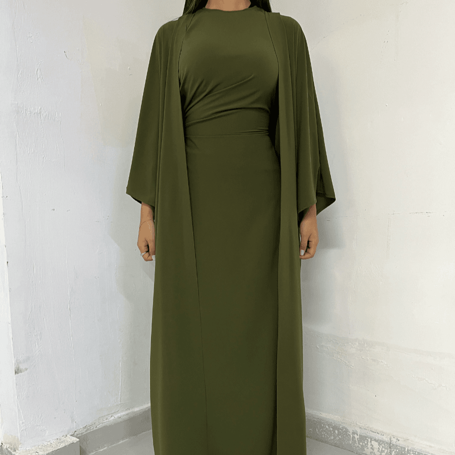 Drapeli abaya takım - Haki