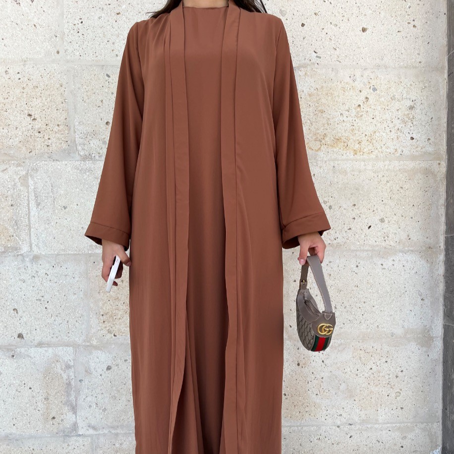 Basic abaya takım - Kahve