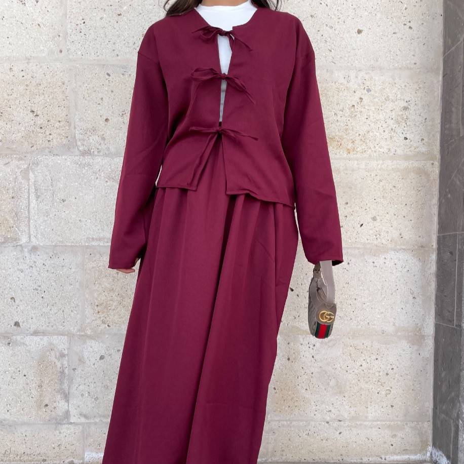 Kimono etek takım - Bordo