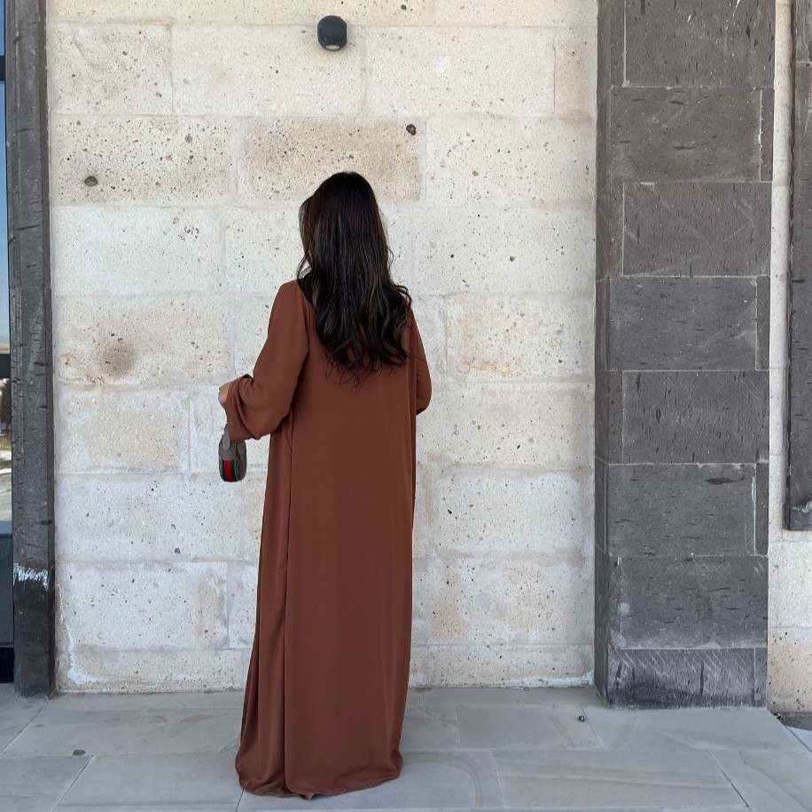 Basic abaya takım - Kahve