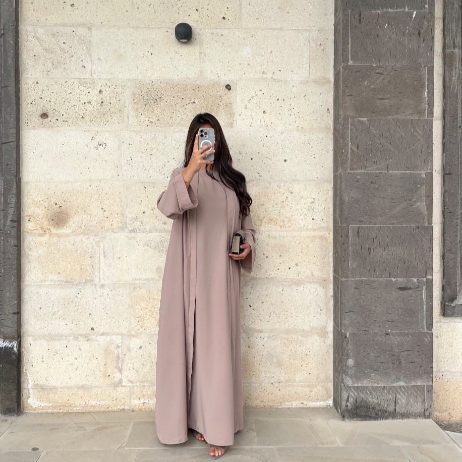 Basic abaya takım - Vizon