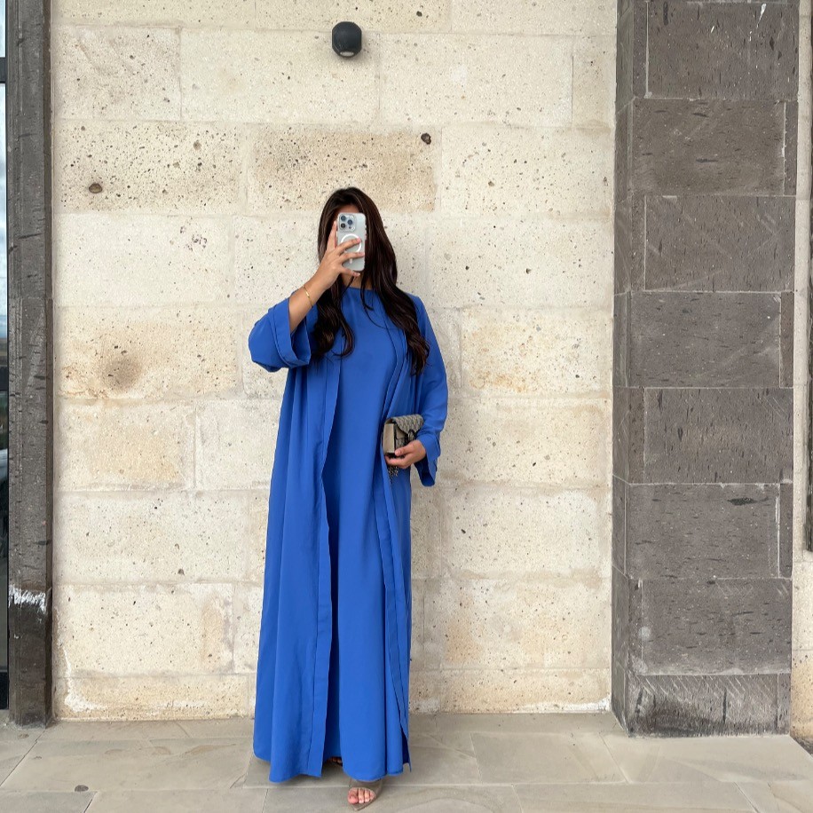 Basic abaya takım - Mavi