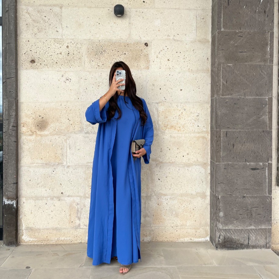Basic abaya takım - Mavi