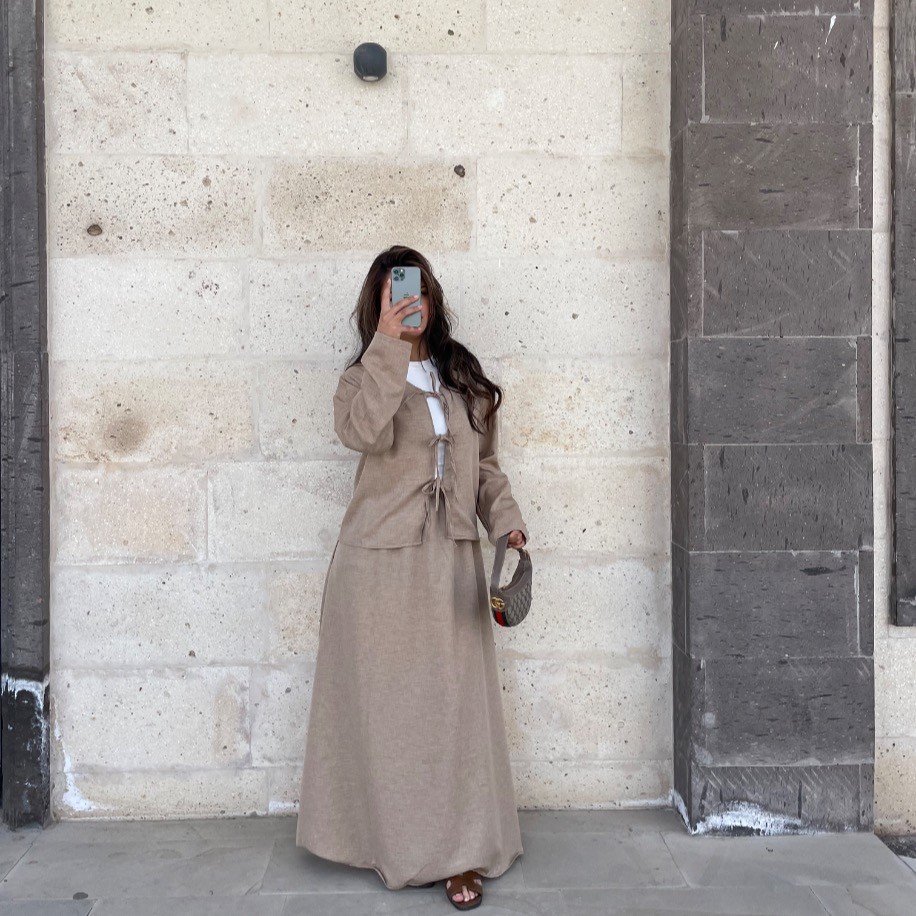 Kimono etek takım - Camel