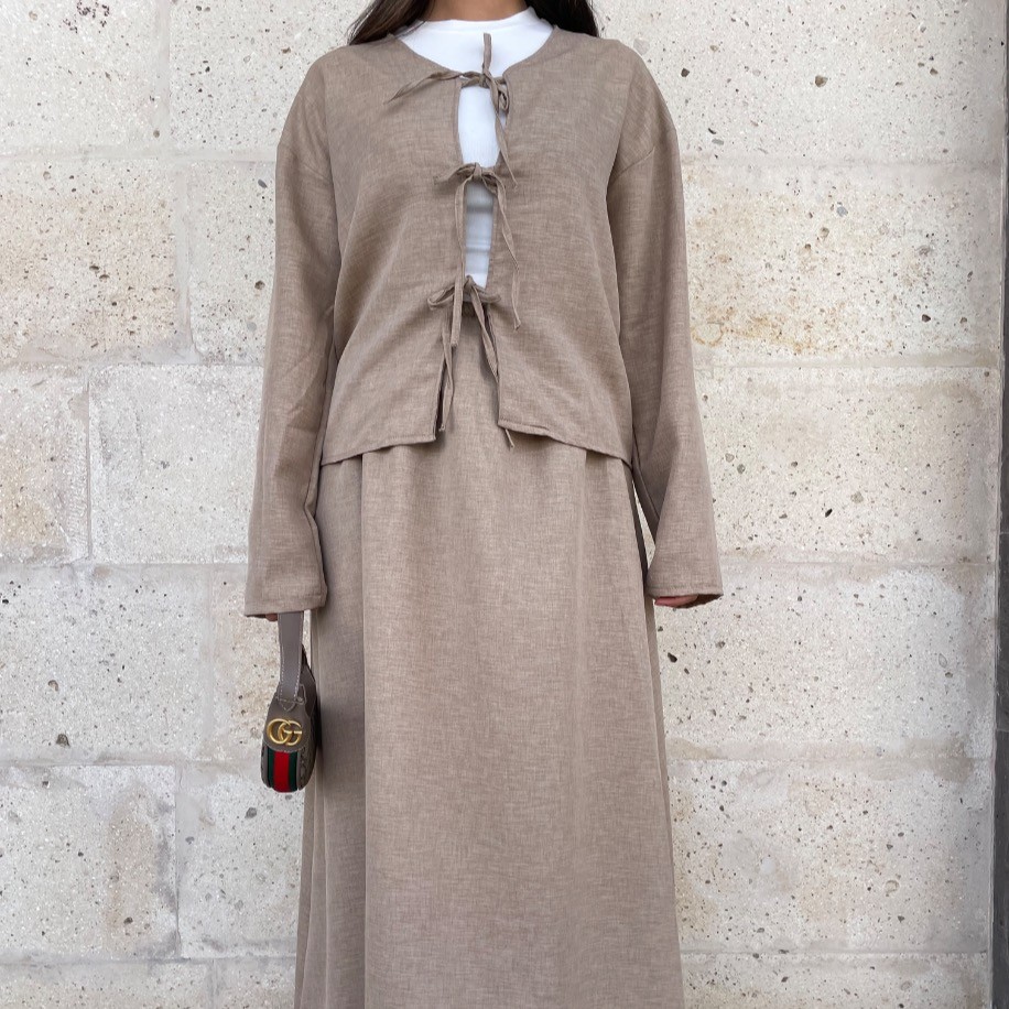 Kimono etek takım - Camel