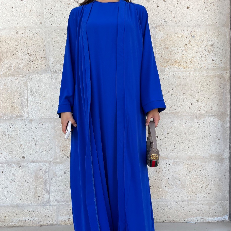 Basic abaya takım - Saks mavisi