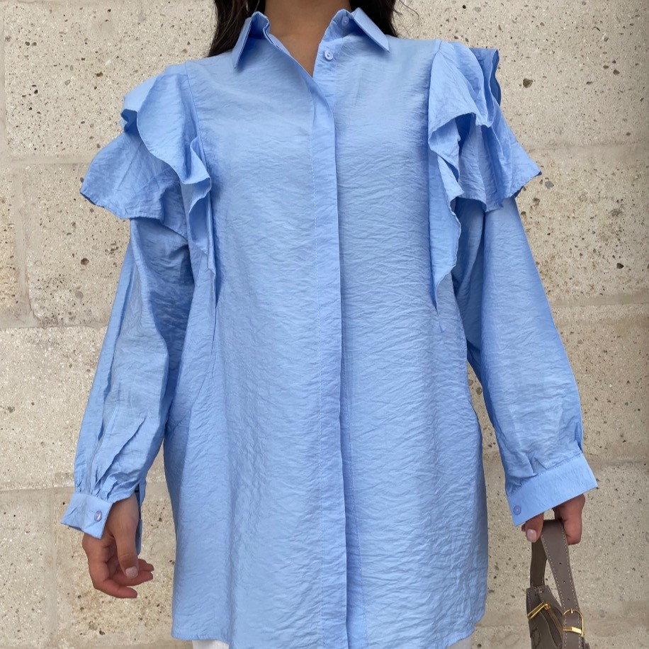 Fırfır detaylı tunik - Bebe mavisi