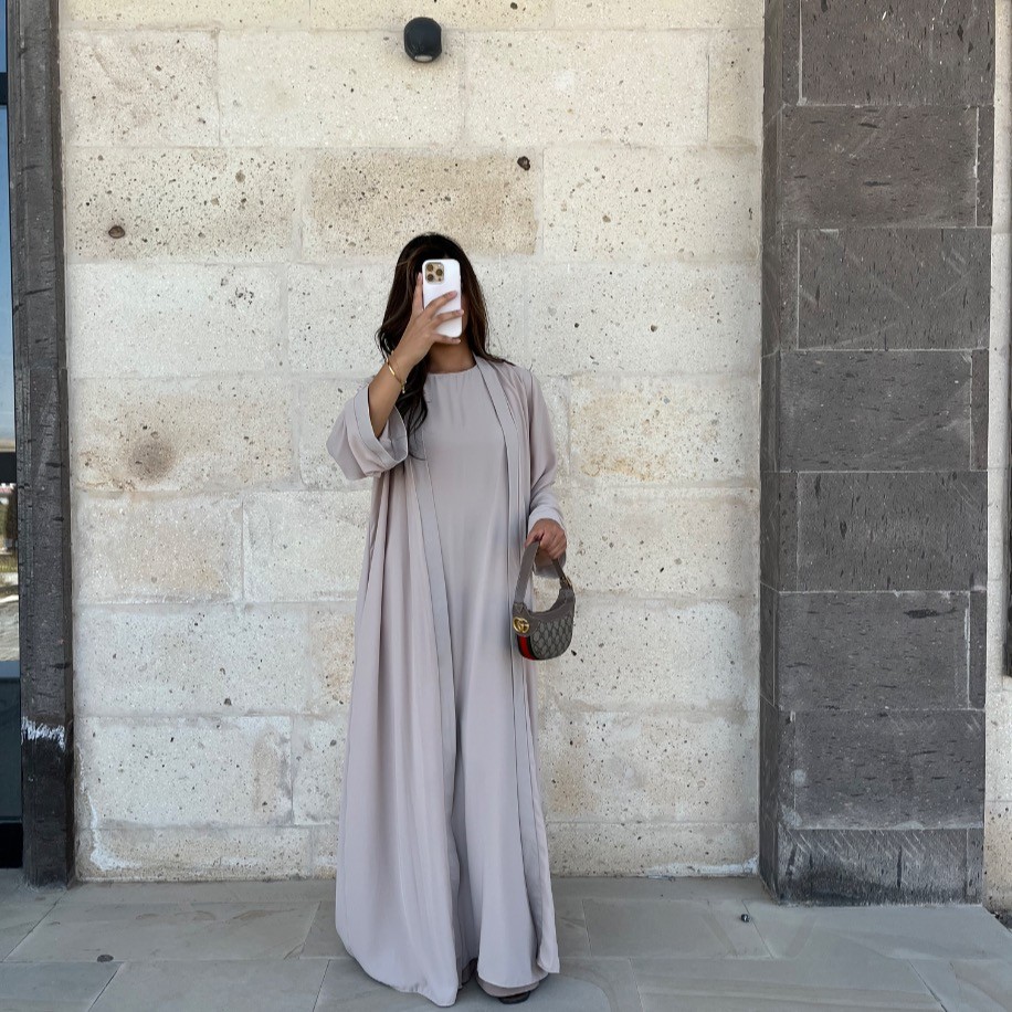 Basic abaya takım - Krem