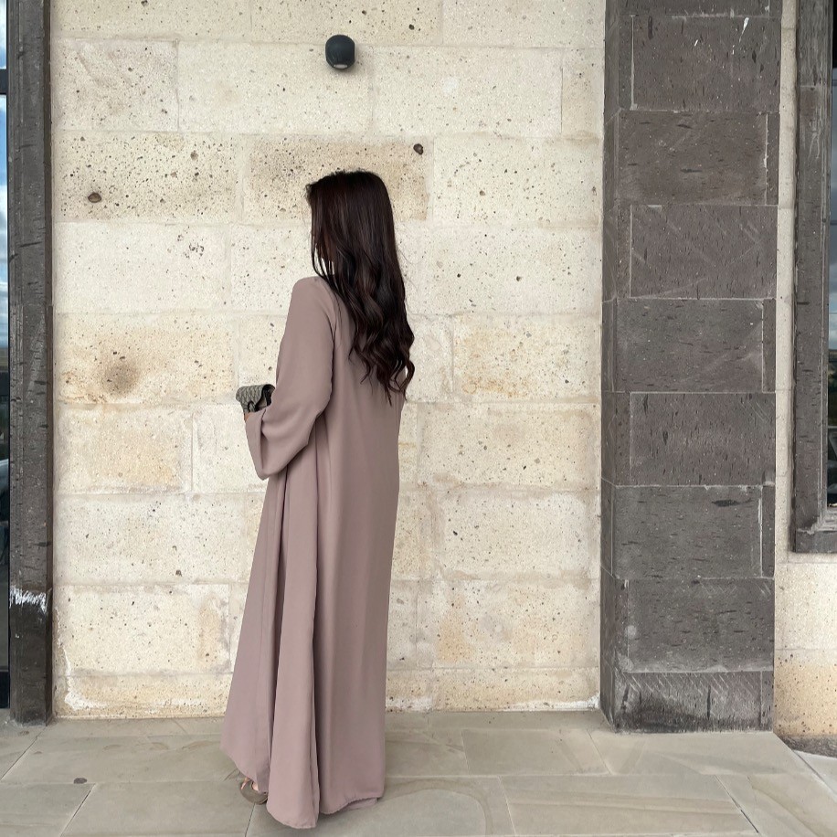 Basic abaya takım - Vizon