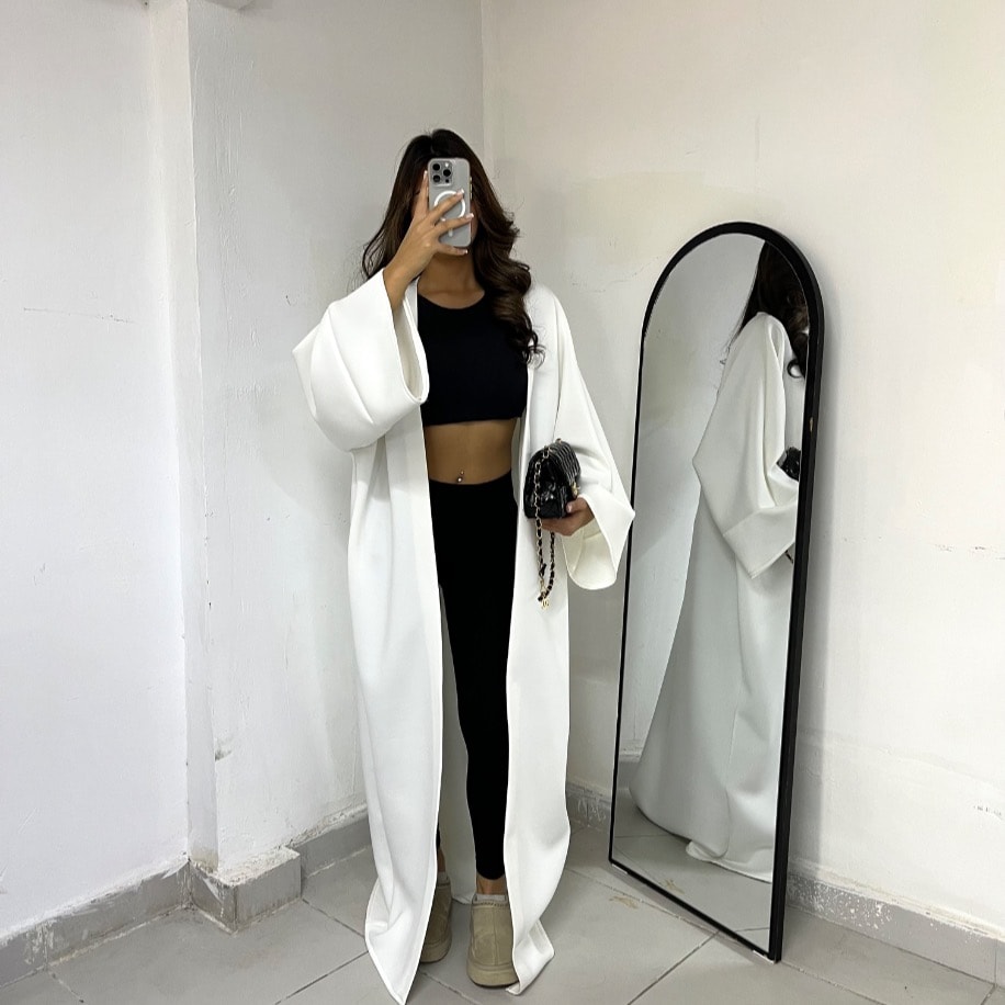 Basic scuba abaya - Beyaz