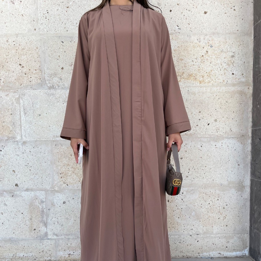 Basic abaya takım - Sütlü kahve