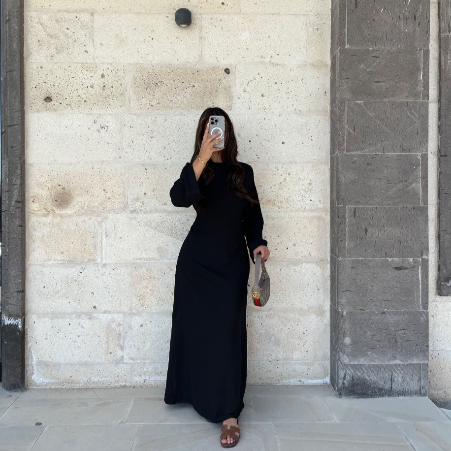 Bağlama detaylı elbise - Siyah